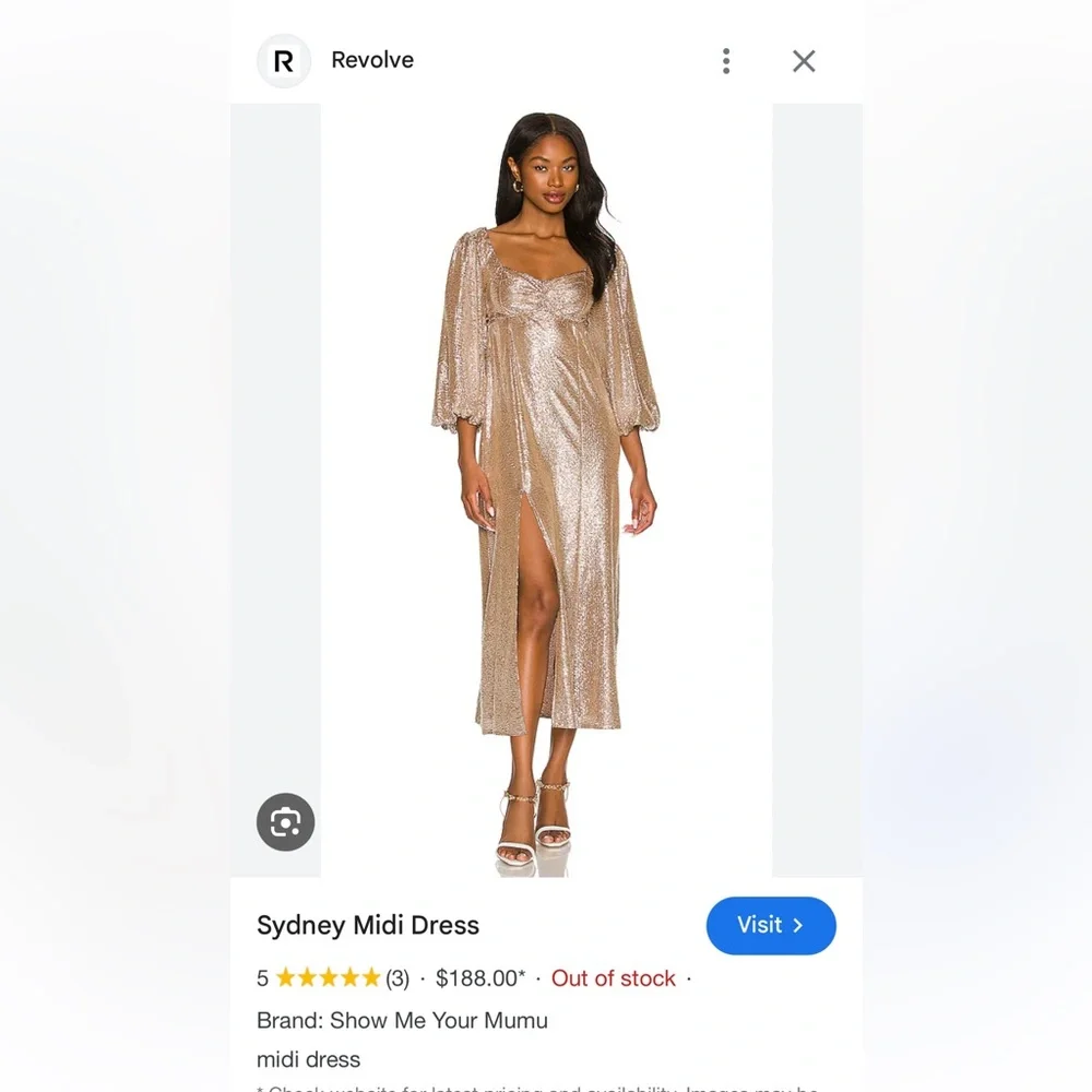 Show Me Your MuMu Metallic Gold Midi Dress - Picture 3 of 3